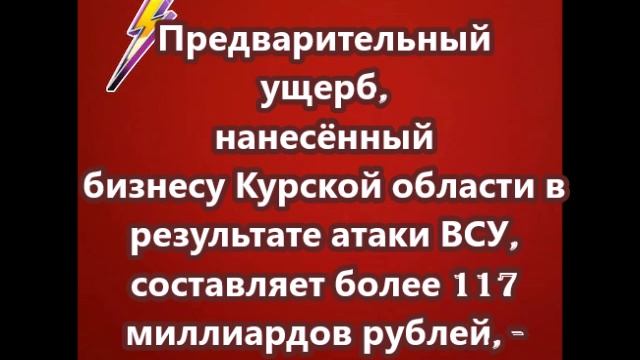 Предварительный ущерб, нанесённый бизнесу Курской области  составляет более 117 миллиардов рублей