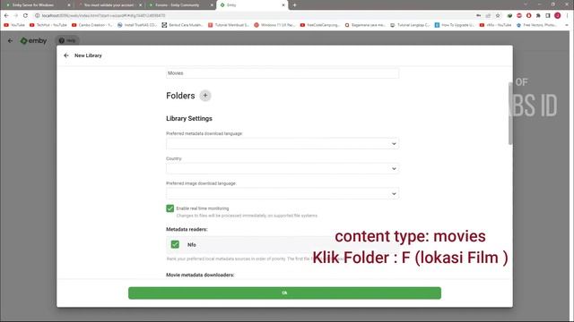 Tutorial  membuat Server Lokal Streaming  dengan Emby di Komputer