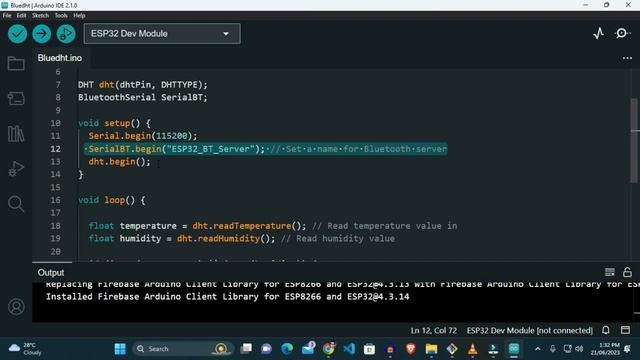 ESP32 Bluetooth Classic & DHT Sensor Data Reading with Serial Bluetooth Terminal