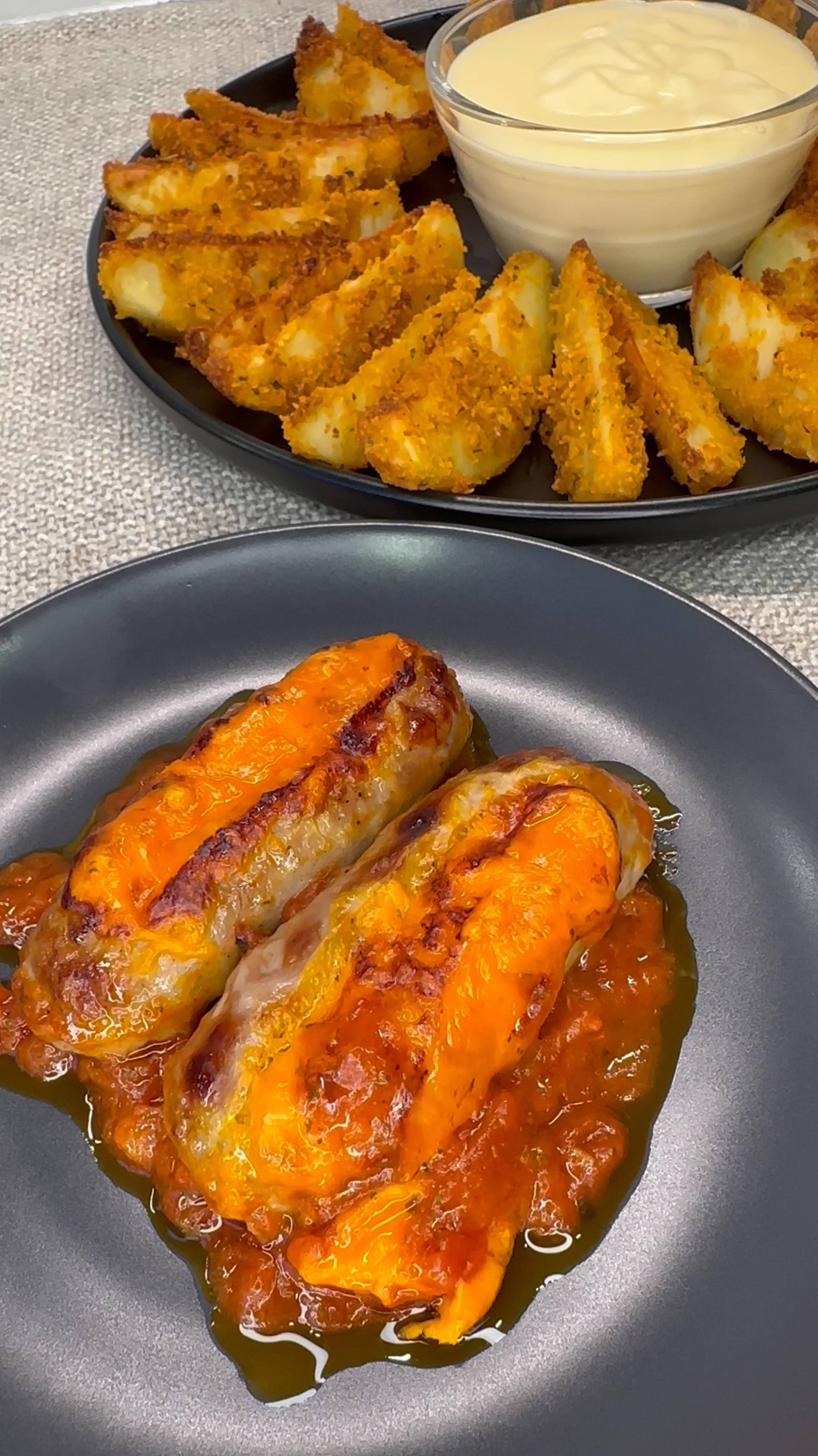 🧀🥔 Рецепт сырно-чесночного картофеля 🧄 с 🍴😋 сосисками 🧀🥖