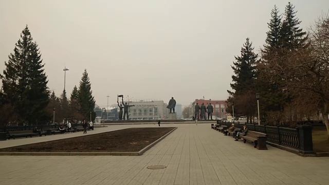 The center of Novosibirsk: Opera theater, Lenin square, Swan lake poster