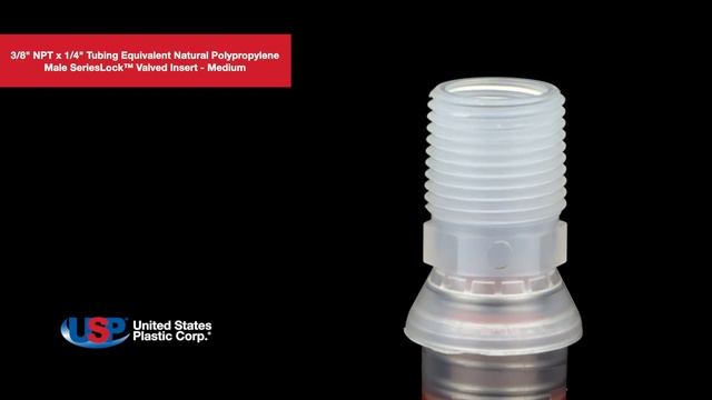 3/8" NPT x 1/4" TE Polypropylene Male SeriesLock™ Valved Insert-Med | U.S. Plastic Corporation®