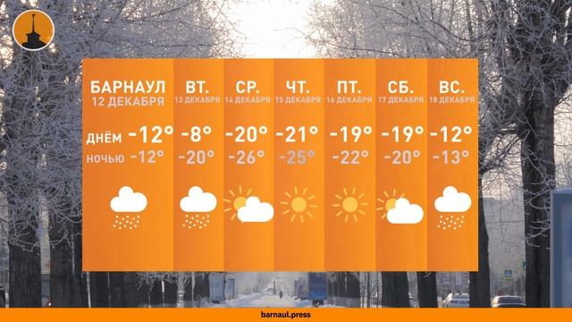 Погода в Барнауле от 12.12.2022