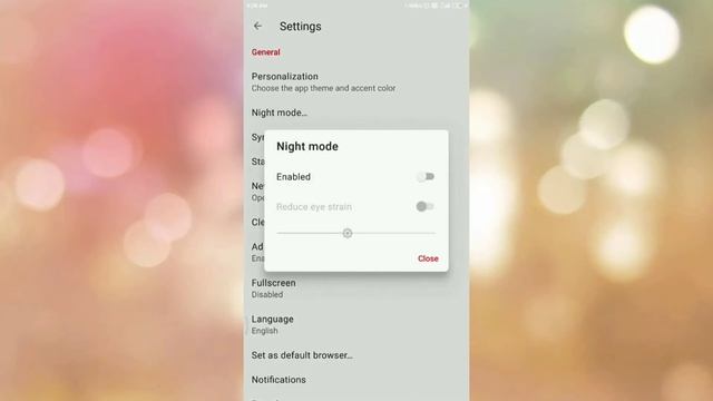 How to enable night mode in Opera Mini android browser ?