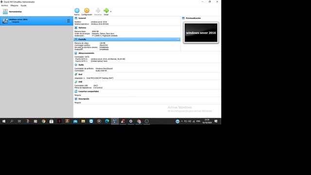 Descarga e instalar Windows server 2016 en Virtual box
