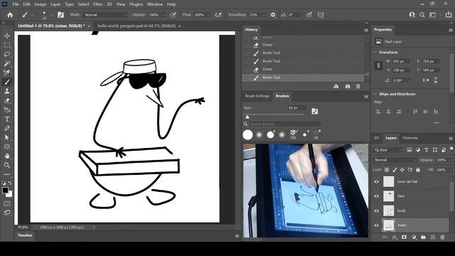 Drawing Minimalistic Penguin NFT