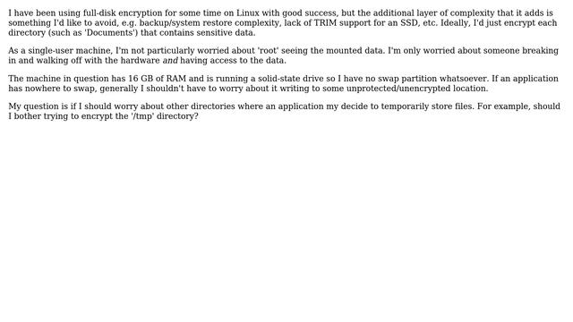 Protected with Linux Per-Directory Encryption (no swap)?