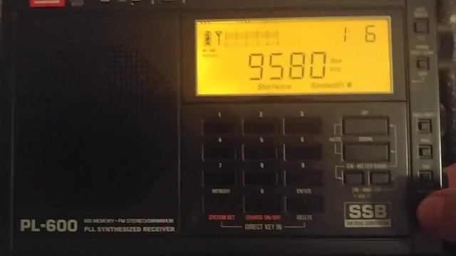 China Radio International on 9580 kHz (Tecsun Pl-600)