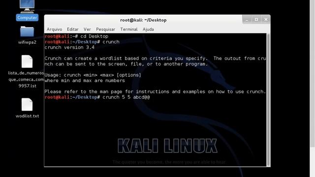 como criar uma wordilist com kali linux