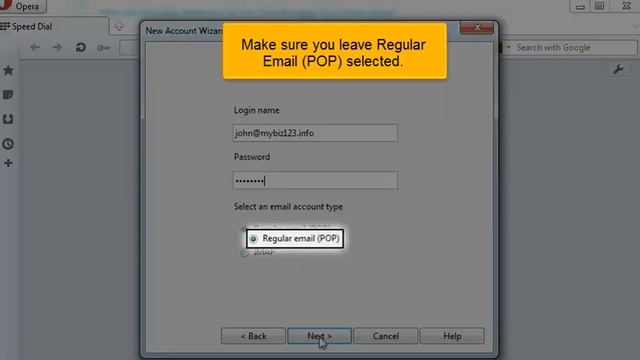 Configuring a POP email account in Opera Mail