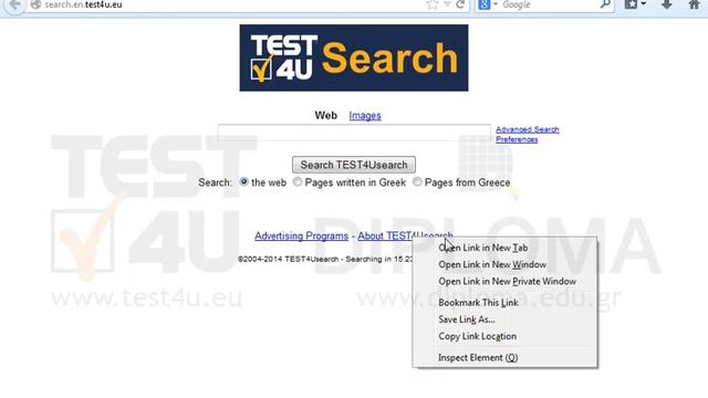 Open the About TEST4Usearch link of the current page in a new window.