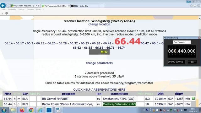FM DX Es - 160619 0813UTC -  67.37I Radio Rossii (RUS)-  ? Kalach (VN) 3kW 1852km