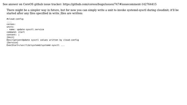 DevOps & SysAdmins: How to set sysctl variables at CoreOS cloud-init? (3 Solutions!!)