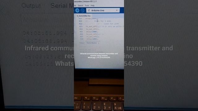 Infrared communication between transmitter and receiver using Arduino.