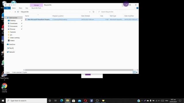 How to cut and paste a file from recycle bin in Windows 10?