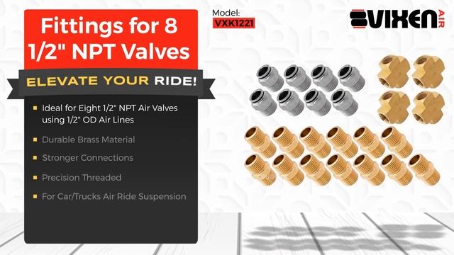 📢 VIXEN AIR VXK1221 Fittings for 8 1/2" NPT Valves 🔥