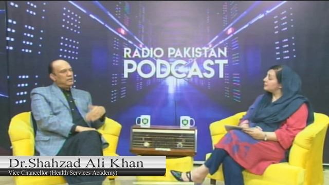Vice Chancellor Health Services Academy Dr. Shahzad Ali Khan talking with Radio Pakistan