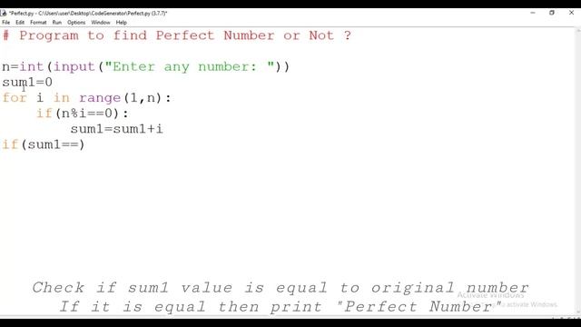 Perfect Number or Not in Python | Python for Beginners | Code Generator | CG.
