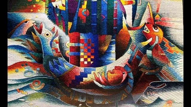 Гениальный перуанский художник ткет ковры. Максимо Лаура. Музей текстиля в городе Куско, Перу.