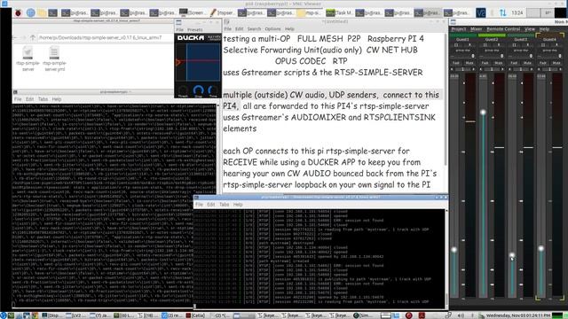 Raspberry PI4 CW AUDIO over ip NET HUB SERVER - full mesh, p2p, full duplex, multiple OPs connectin