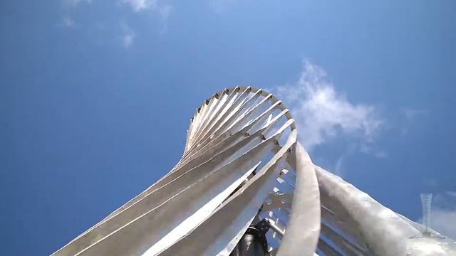 Hyperboloid rotor wind turbine. Prototype exposition at ADEX in Baku.
