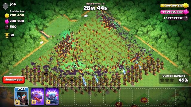 800 Night Witch Max VS 380 Hidden Tesla Max  coc attack 2018