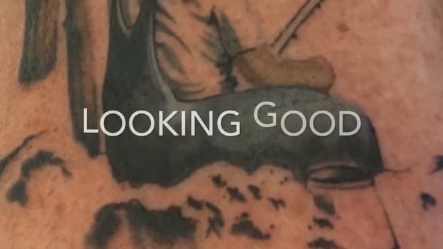 Tattoo of my Dad fishing.
