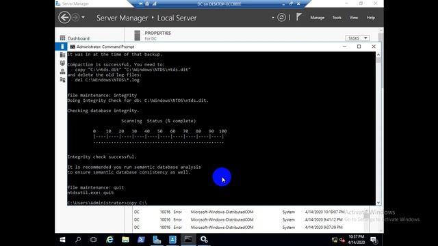 Perform offline Defragmentation of an ADDS Database
