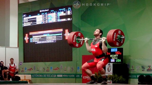 Matthew McCarty (105) - 182kg Clean and Jerk @ 2016 University Worlds