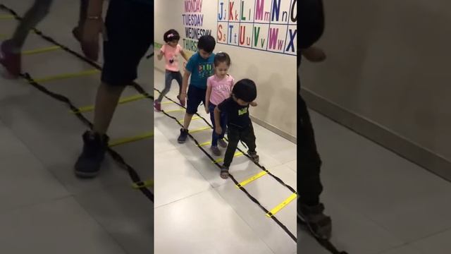Fun Jumping Game For Kids: Ladder Of Ropes On The Floor