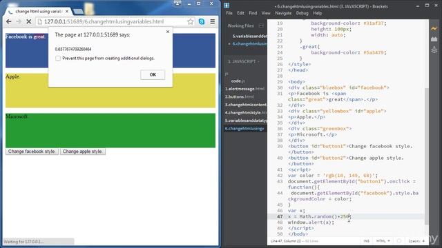 Change HTML Using Variables - Activity Random Color Generator
