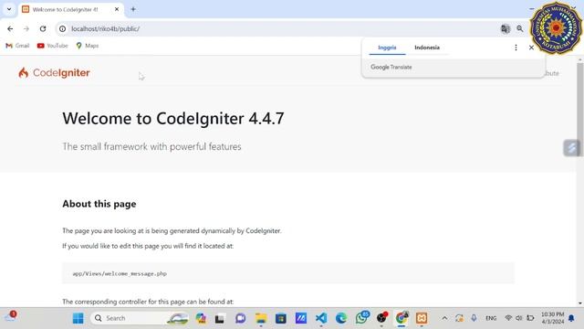 Video Tutorial CodeIgniter4: Instalasi, Konfigurasi, Routing Public URL, dan Halaman Login Bootstra