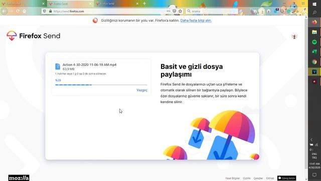 Firefox send kullanımı