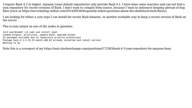 DevOps & SysAdmins: How best to maintain a recent bash version on amazon linux?
