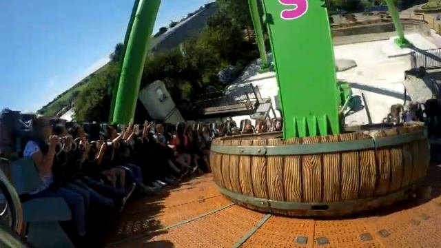 The first visitors brave the new Sky-Force ride at Flambards!