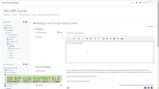 xAPI Content on Moodle LMS - Upload and Track