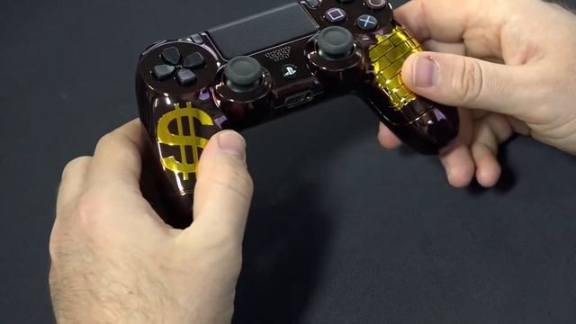 "Cash Money Chrome Gold" PS4 Custom Controller by Gimika.com