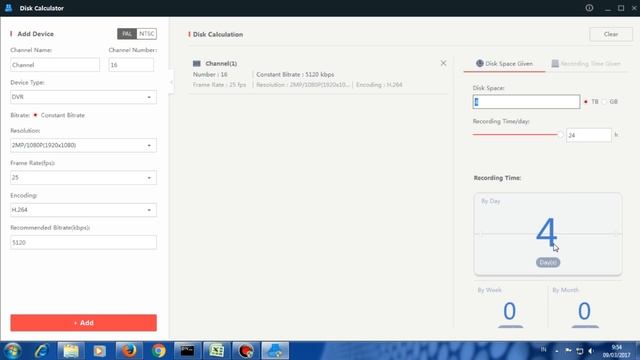 How To Use Hikvision Disk Calculator