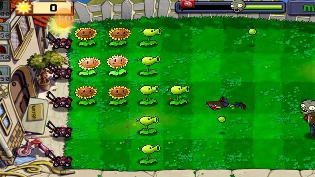 Четвёртый уровень в Plants vs zombies