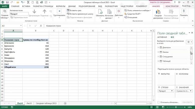 Сводные таблицы в Excel 2013 (новые возможности)