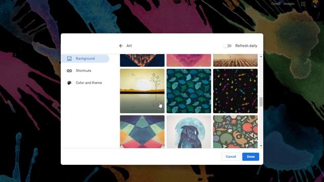 How to change google chrome background