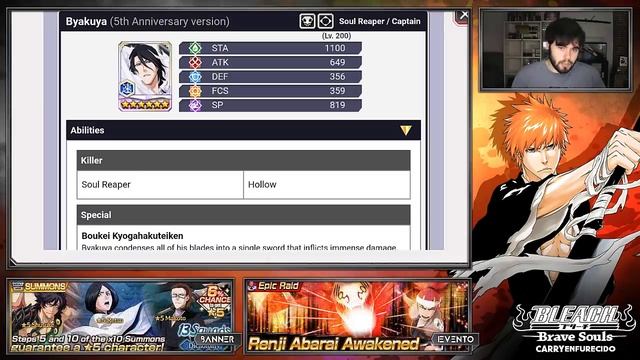 ICHIGO Y BYAKUYA 5º ANIVERSARIO (Stats y Skills) | Bleach Brave Souls Español