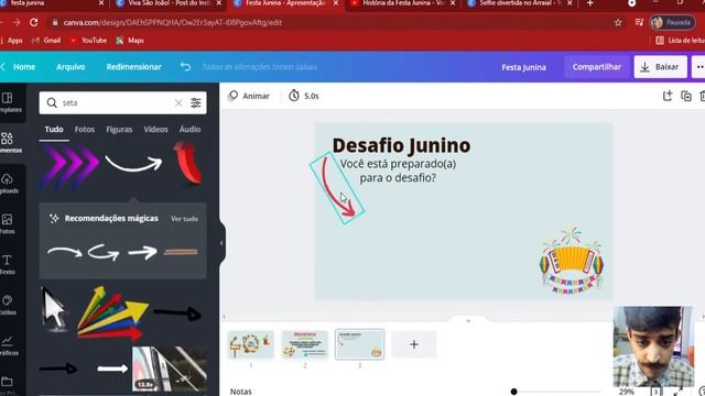 AULA PARA EDITAR NO CANVA – FESTA JUNINA VIRTUAL – Aula pronta para usar ou editar.