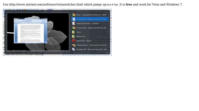 Windows 7 - "Alt-tab" gadget or application to show miniatures of all open apps in a window