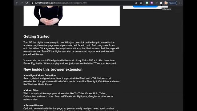 Using The Turn Off the Lights Chrome Extension