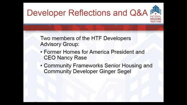 Webinar on Financing and Operating Affordable Housing from August 15, 2016