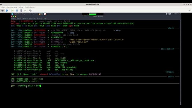 buffer overflow sur la pile avec reverse shell (linux).