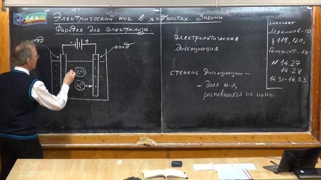 5.Урок 298. Электрический ток в жидкостях. Закон Фарадея для электролиза
