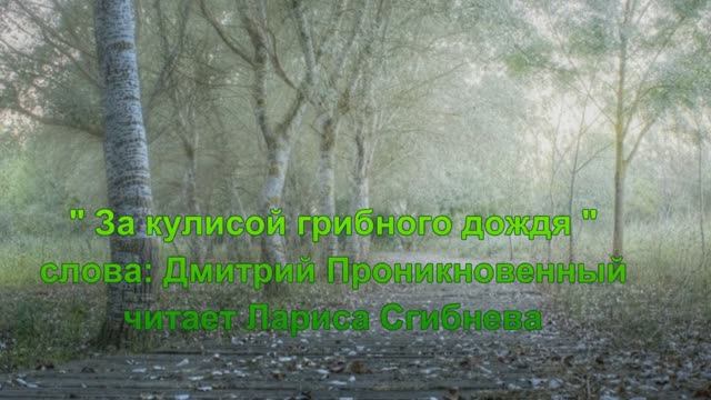 Дмитрий Проникновенный - "За кулисой грибного дождя".        Читает Лариса Сгибнева.