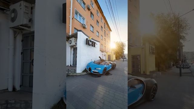 Водитель Bugatti Chiron не справился с управлением и вылетел на тротуар 😱